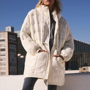 Free People Patricia Packable Poncho Puffer Jacket Coat Parka Ivory XS